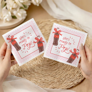 She's Ready to Pop Pink & Red Checker Napkins
