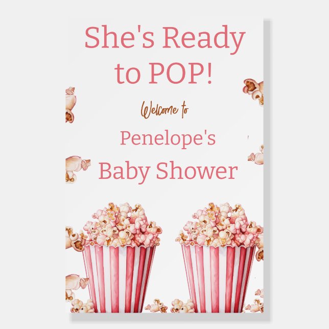 She's Ready To Pop Pink Welcome Sign (Front)