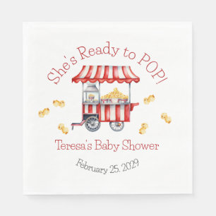 She's Ready to POP! Popcorn Baby Shower Napkins