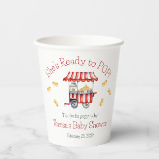 She's Ready to POP!  Popcorn Baby Shower Paper Cups