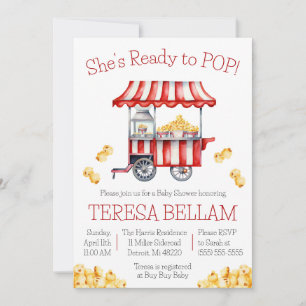 She's Ready to POP! Popcorn Themed Baby Shower Invitation
