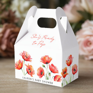 She's Ready To Pop Poppy Flower Spring Baby Shower Favor Boxes