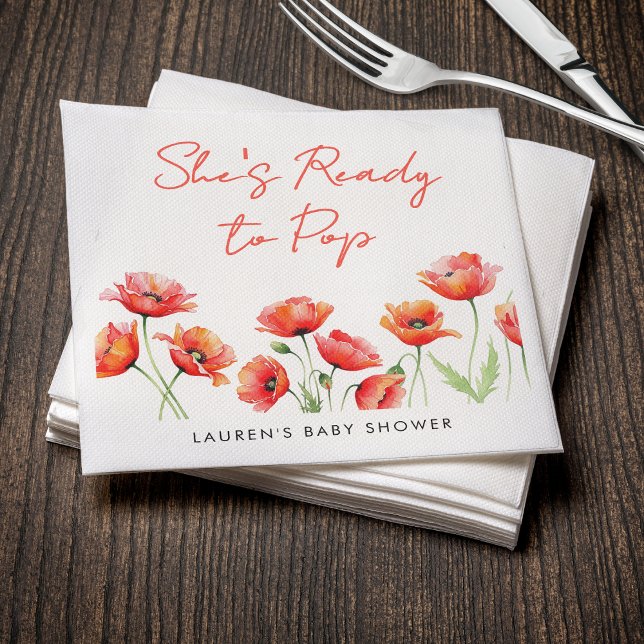 She's Ready To Pop Poppy Flower Spring Baby Shower Napkins (She's Ready To Pop Poppy Flower Spring Baby Shower Napkins
)