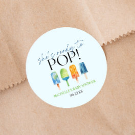 She's Ready To Pop! Popsicle Baby Shower Classic Round Sticker