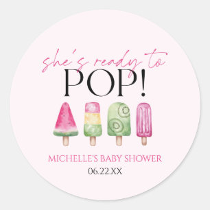 She's Ready To Pop! Popsicle Baby Shower Classic Round Sticker
