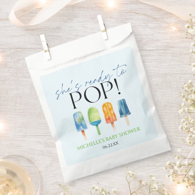 She's Ready To Pop! Popsicle Baby Shower Favor Bag (Clipped)