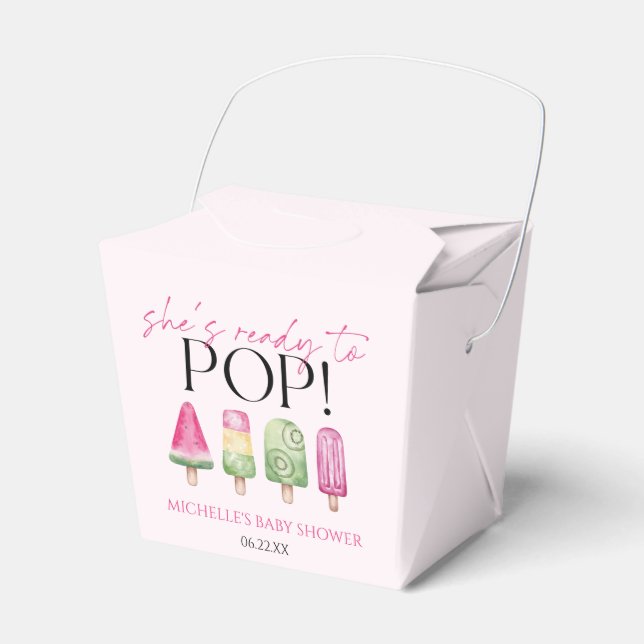 She's Ready To Pop! Popsicle Baby Shower Favor Boxes (Front Side)