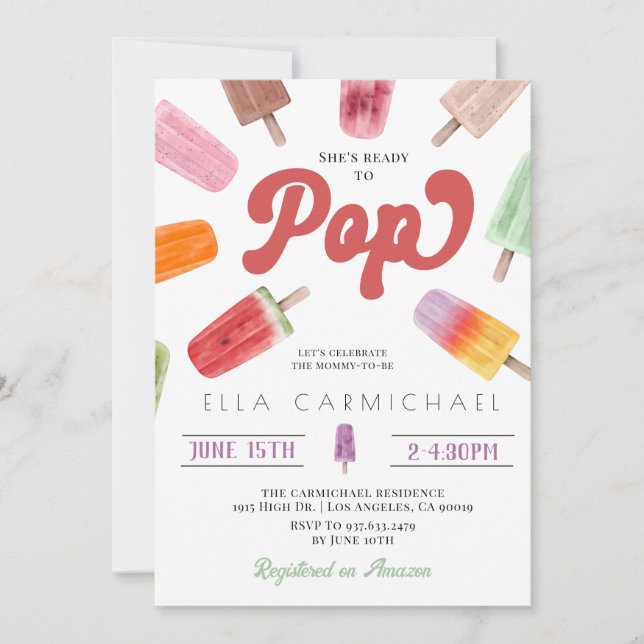 She's Ready to Pop Popsicle Baby Shower Invitation (Front)