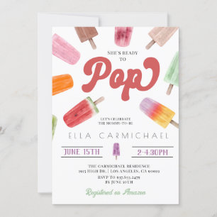 She's Ready to Pop Popsicle Baby Shower Invitation