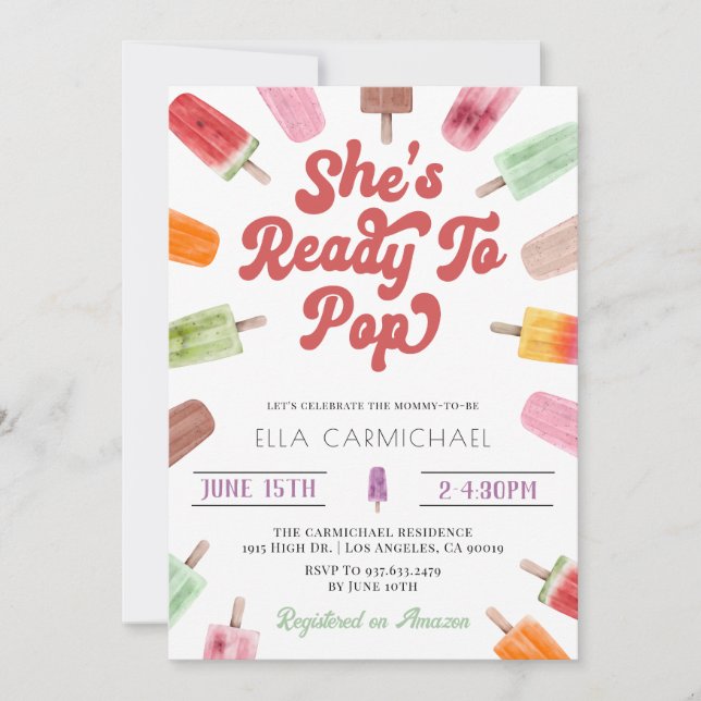 She's Ready to Pop Popsicle Baby Shower Invitation (Front)