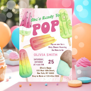 She's Ready To Pop Popsicle Baby Shower Invitation