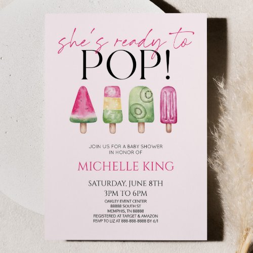 Shes Ready To Pop Popsicle Baby Shower Invitation