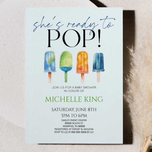 Shes Ready To Pop Popsicle Baby Shower Invitation