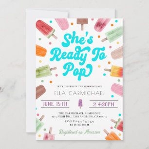 She's Ready to Pop Popsicle Baby Shower Invitation