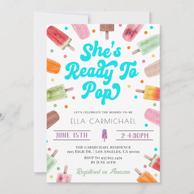 She's Ready to Pop Popsicle Baby Shower Invitation (Front)