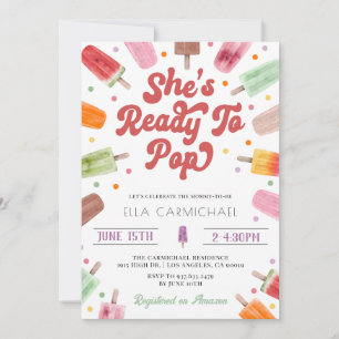 She's Ready to Pop Popsicle Baby Shower Invitation