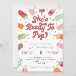 She's Ready to Pop Popsicle Baby Shower Invitation