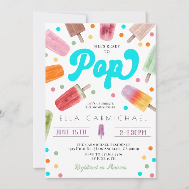 She's Ready to Pop Popsicle Baby Shower Invitation (Front)
