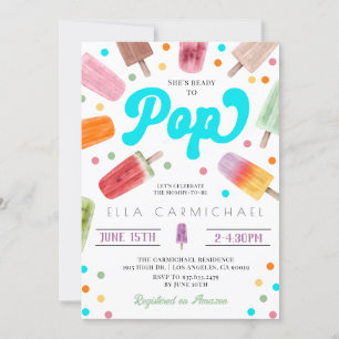 She's Ready to Pop Popsicle Baby Shower Invitation