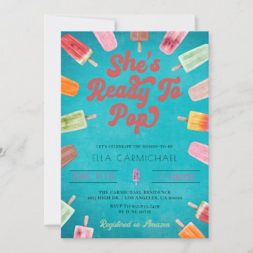 Shes Ready to Pop Popsicle Baby Shower Invitation