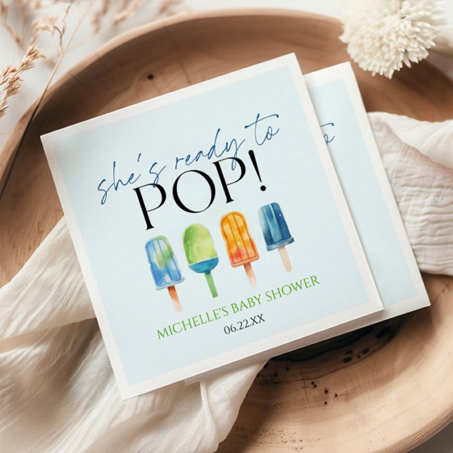 She's Ready To Pop! Popsicle Baby Shower Napkins (Creator Uploaded)