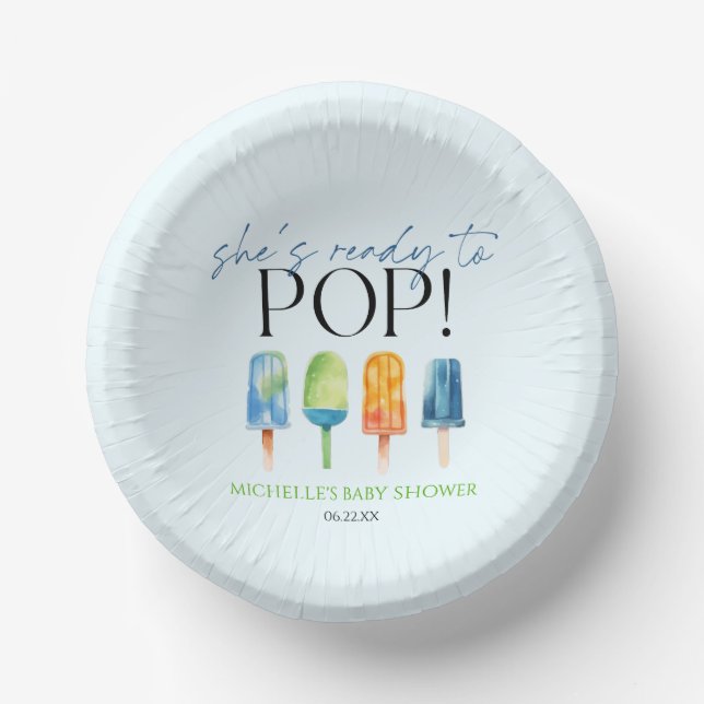 She's Ready To Pop! Popsicle Baby Shower Paper Bowls (Front)
