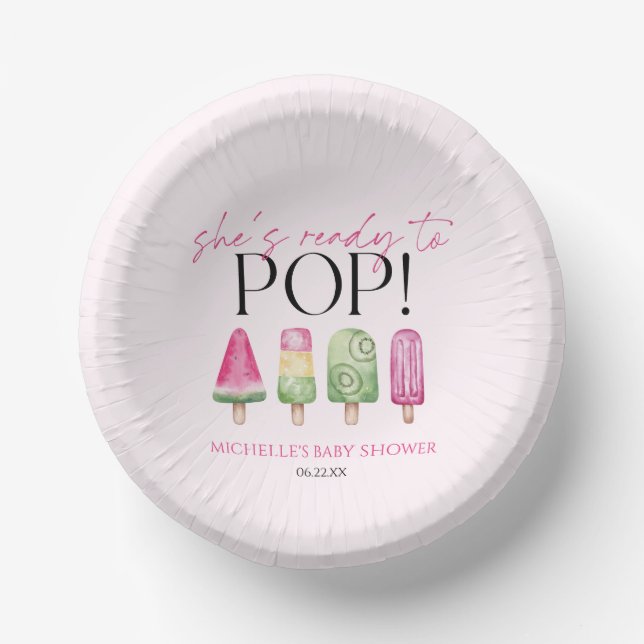She's Ready To Pop! Popsicle Baby Shower Paper Bowls (Front)