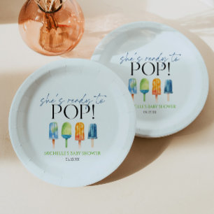 She's Ready To Pop! Popsicle Baby Shower Paper Plates