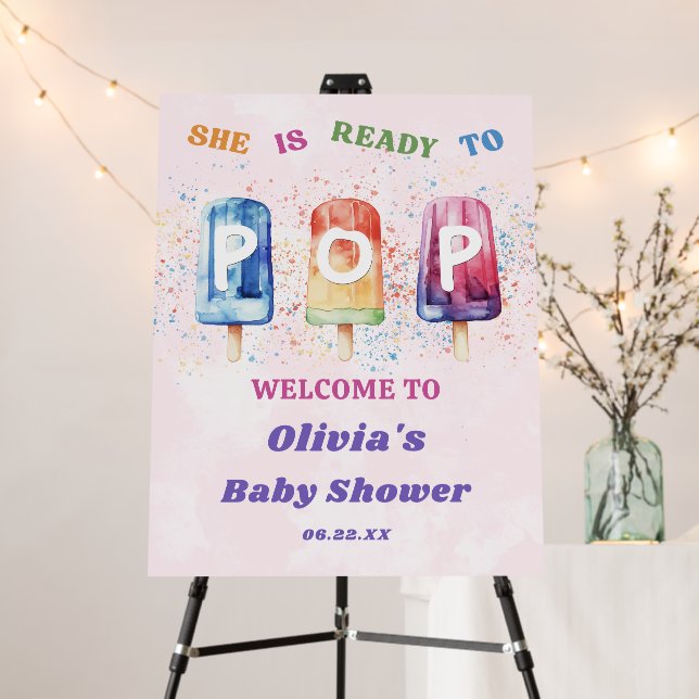 She's Ready To Pop Popsicle Baby Shower Welcome Foam Board (In Situ (Stand))