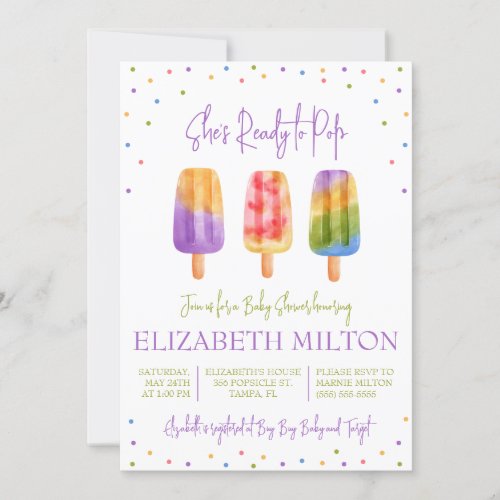 Shes Ready to Pop Popsicle Themed Baby Shower Invitation
