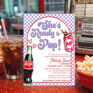 She's Ready To Pop Purple Soda Girl Baby Shower Invitation
