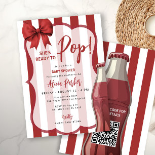 She's ready to pop red soda baby shower invitation