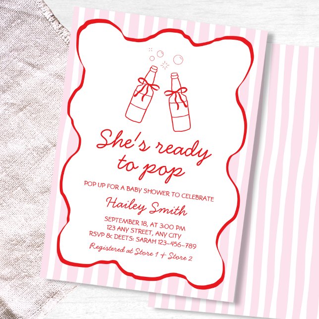She's Ready To Pop Red Soda Bottle Baby Shower Invitation (She's Ready To Pop Red Soda Bottle Baby Shower Invitation)