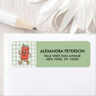 Shes Ready To Pop Retro Green Gingham Soda Return Label
