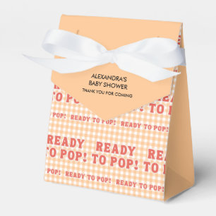 Shes Ready to Pop Retro Orange Gingham Thank you Favor Boxes
