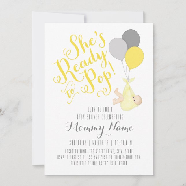 She's Ready To Pop! Shower Invitation (Front)