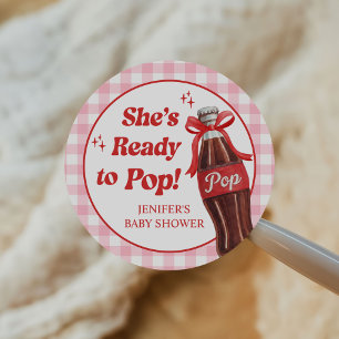 She's Ready to Pop Soda Baby Shower Classic Round Sticker