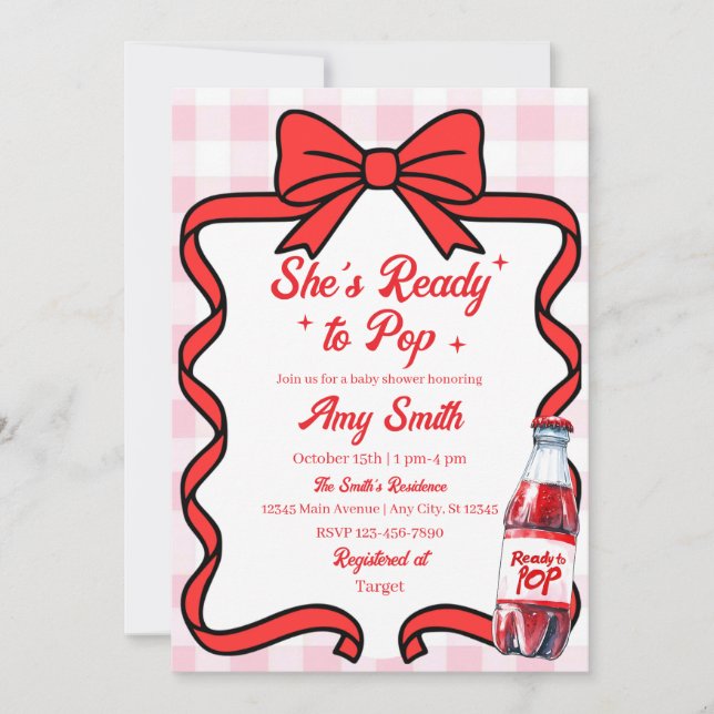 She's Ready to Pop Soda Baby Shower Invitation (Front)