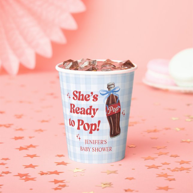 She's Ready to Pop Soda Baby Shower Paper Cups (Insitu)