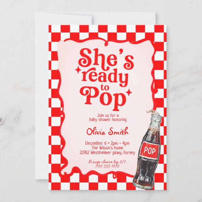  She's Ready to Pop Soda Baby Shower party Invitation (Front)