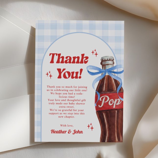 She's Ready to Pop Soda Baby Shower Thank You Card (Creator Uploaded)