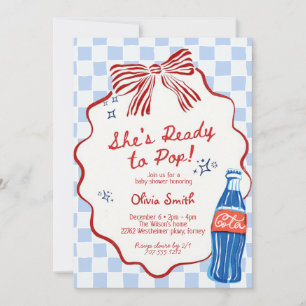 She's Ready to Pop Soda bleu boy Baby Shower Invitation