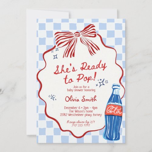  She's Ready to Pop Soda  bleu boy Baby Shower