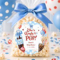 She's Ready to Pop Soda Blue Gingham Baby Shower