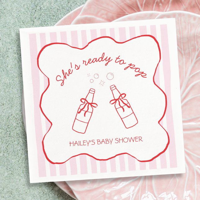 She's Ready To Pop Soda Bottle Baby Shower Napkins (She's Ready To Pop Soda Bottle Baby Shower Napkins)
