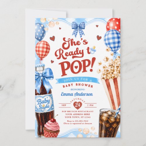 She's Ready to Pop Soda Boy Baby Shower Invitation