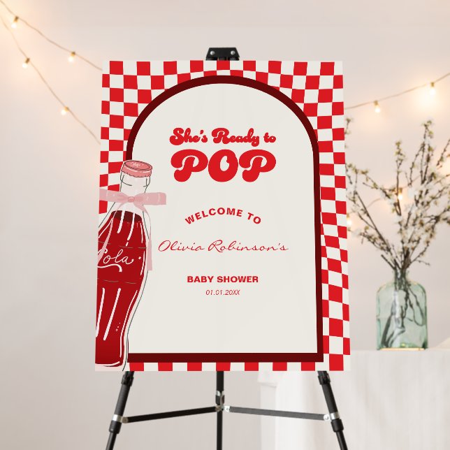 She's ready to pop soda cola baby shower  foam board (In Situ (Stand))