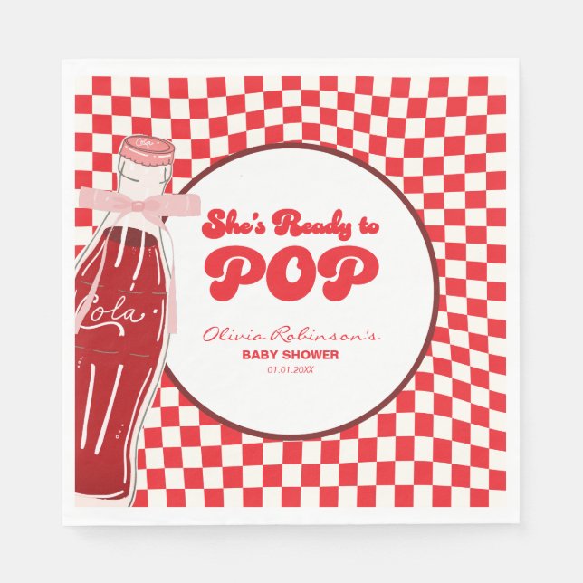 She's ready to pop soda cola baby shower  napkins (Front)