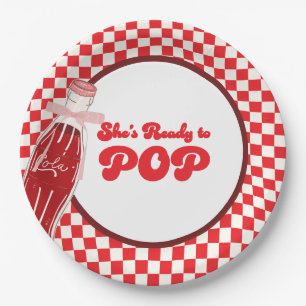 She's ready to pop soda cola baby shower paper plates