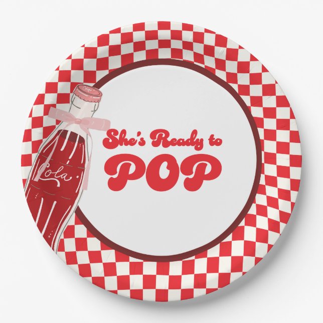 She's ready to pop soda cola baby shower  paper plates (Front)